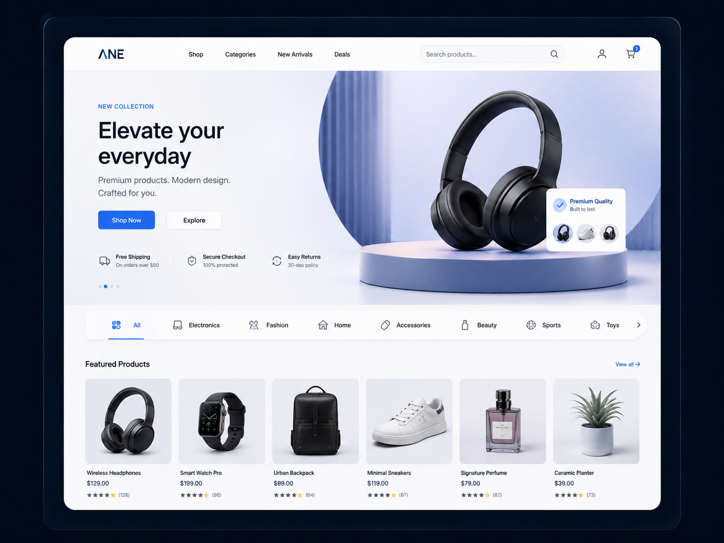 Exemplo premium de SaaS e plataformas